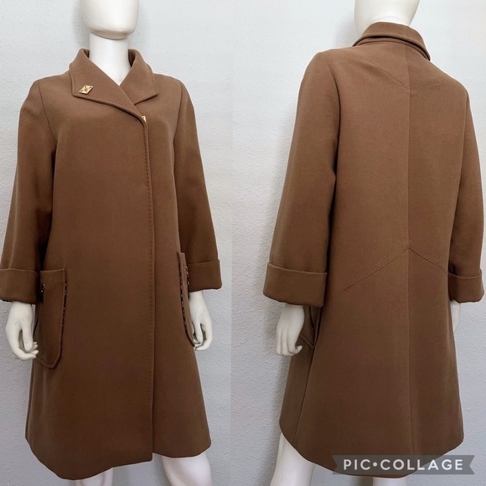 NWT WOMEN COAT RELAXED FIT  COTTON/CASHMERE TIGER PRINT LINING WIDE‎ SLEEVES TAN